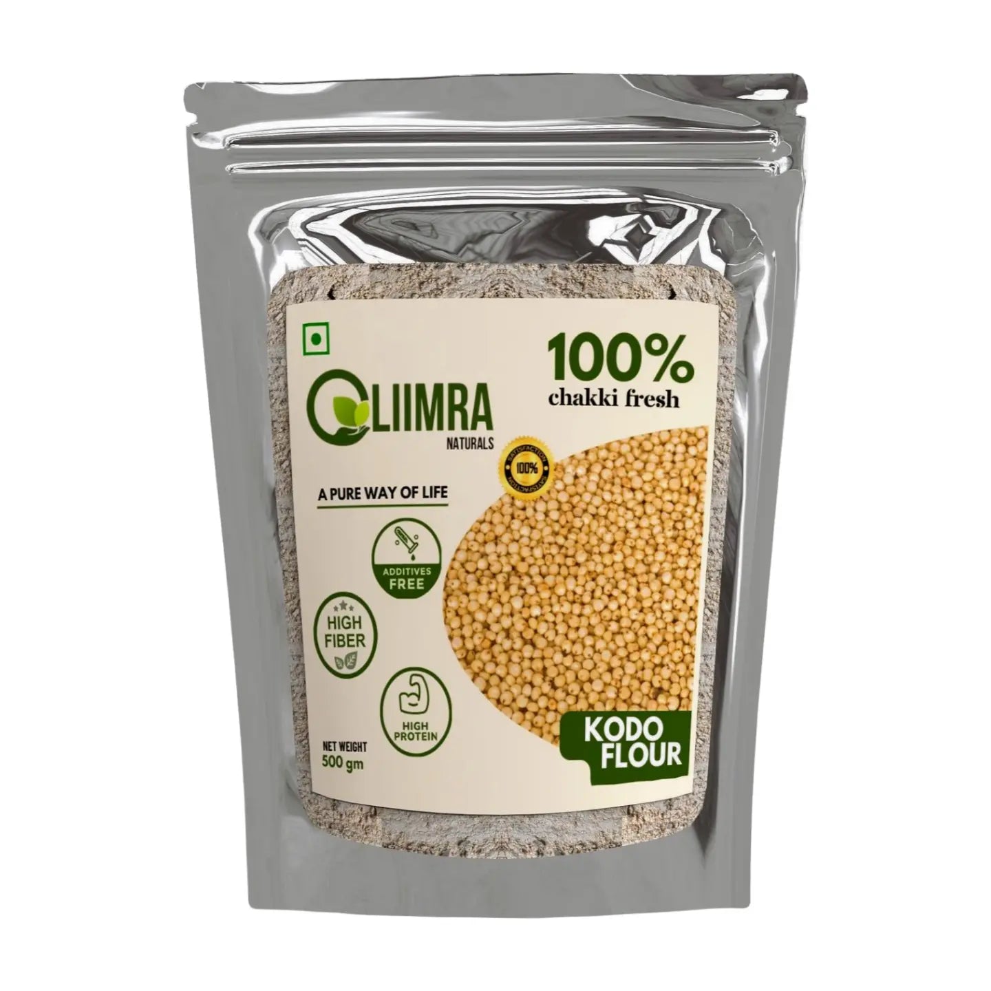 Liimra Naturals Kodo Millet Flour - High Fiber, Protein-Packed, Low GI, Gluten-Free , Mineral Rich, 100% Chakki Fresh Flour (500 Gram) Liimra Naturals